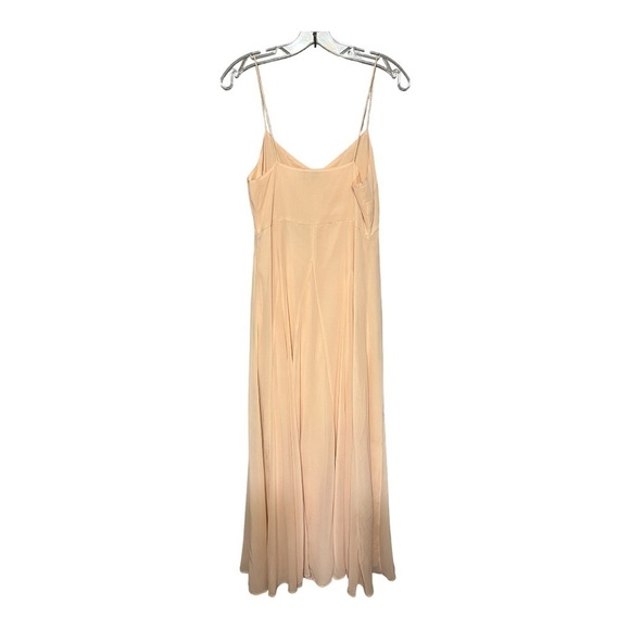ASOS Open Back A-Line Gown Elegant Peach Chiffon Sleeveless V-Neck Maxi Dress 6 - Picture 4 of 10